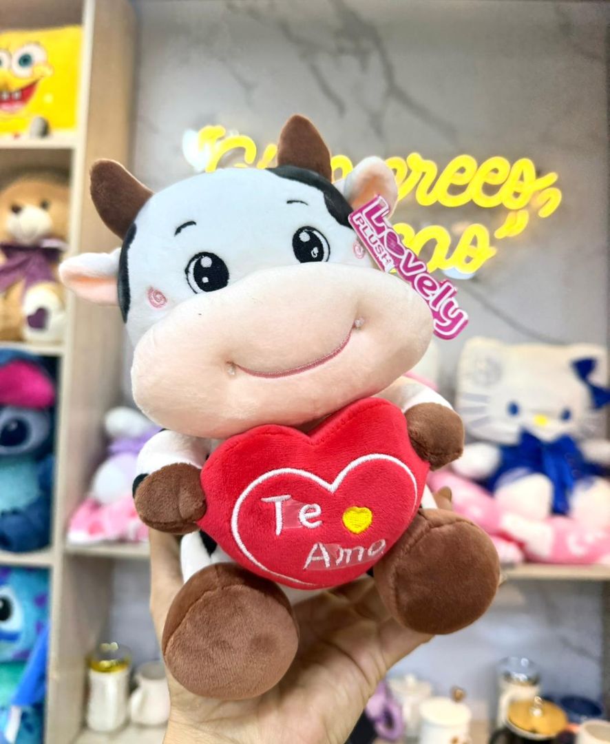 VACA CORAZON DE PELUCHE 20cm