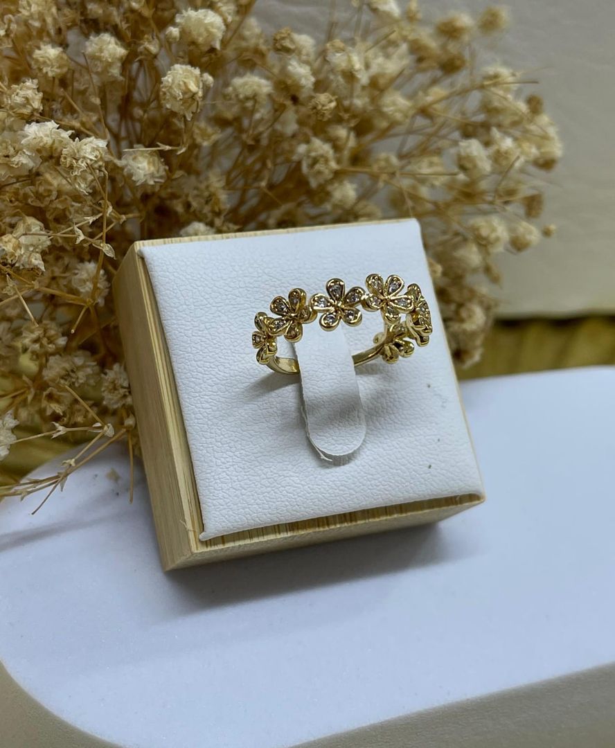 Anillo flor ajustable circonias cristal