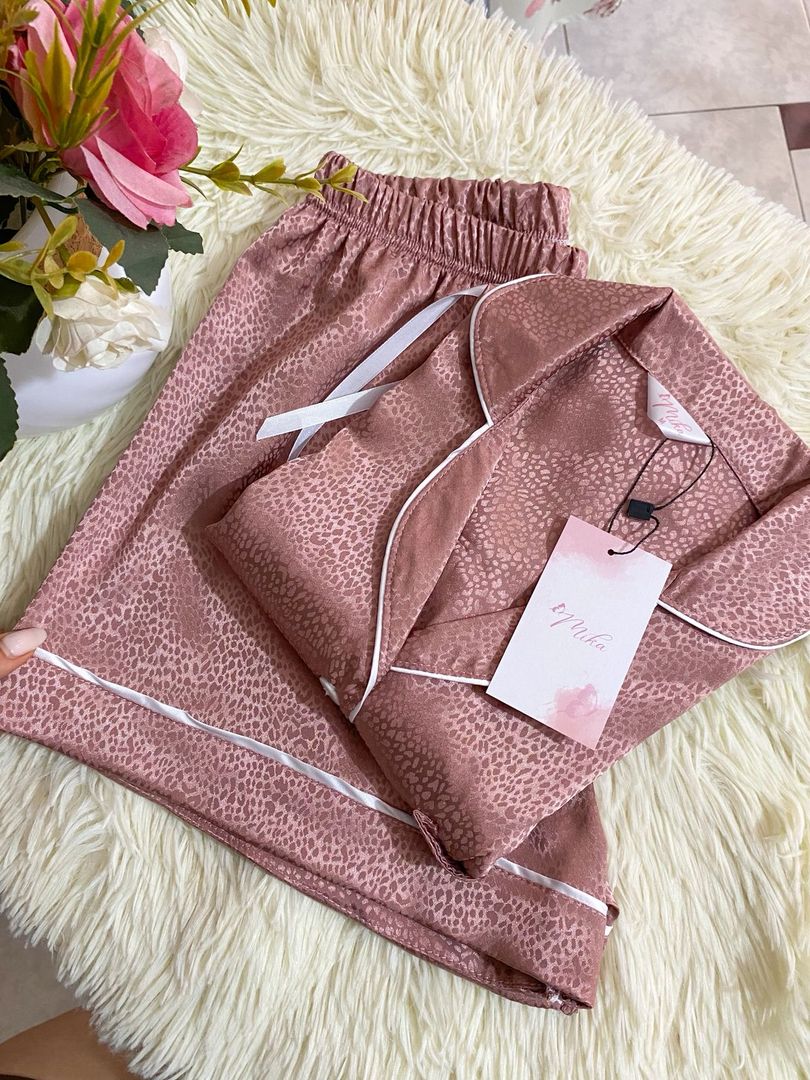 Set Animal Print "Palo Rosa" / Seda Brocada