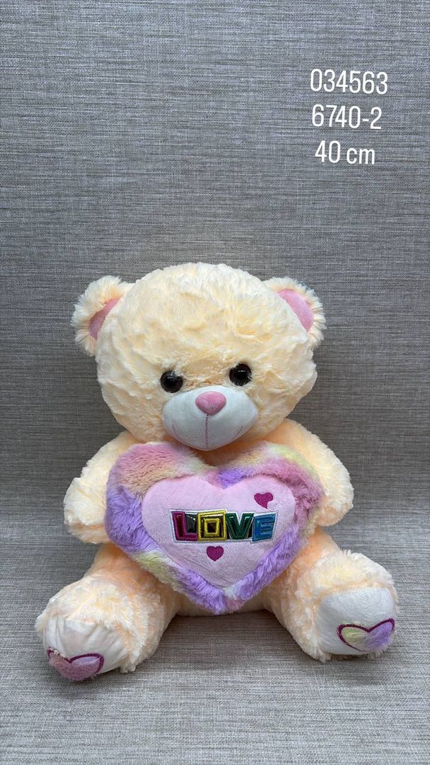 OSO CON CORAZÓN MULTICOLOR 40 CM