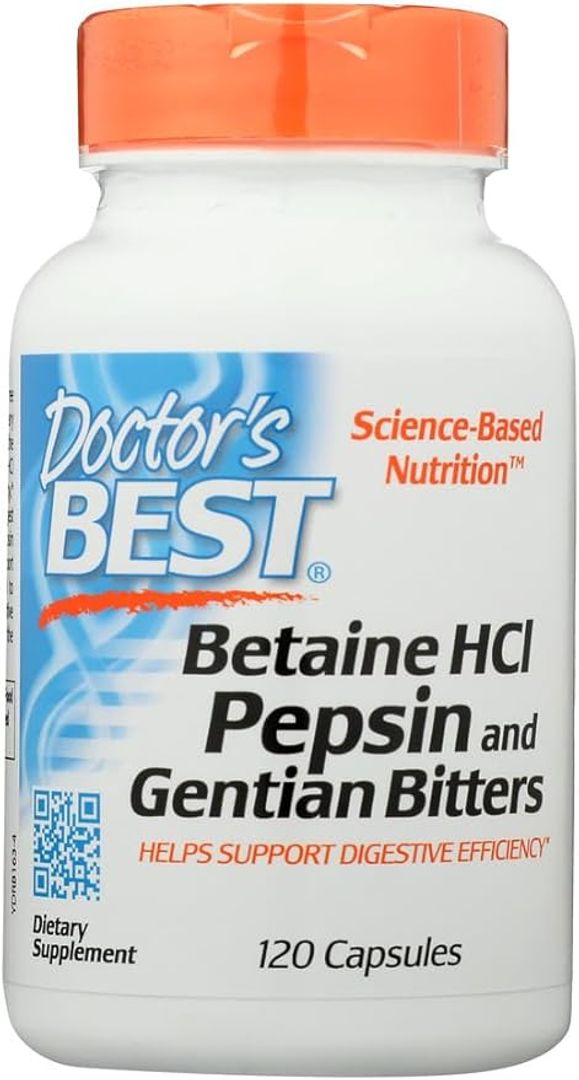 Betaina HCI pepsina y bíters de genciana 120 cápsulas Doctors Best