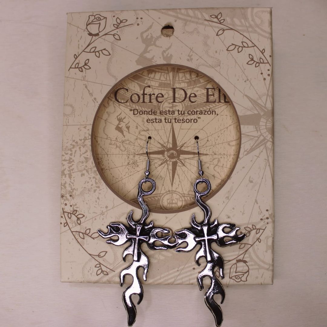ARETES CRUZ FLAMA
