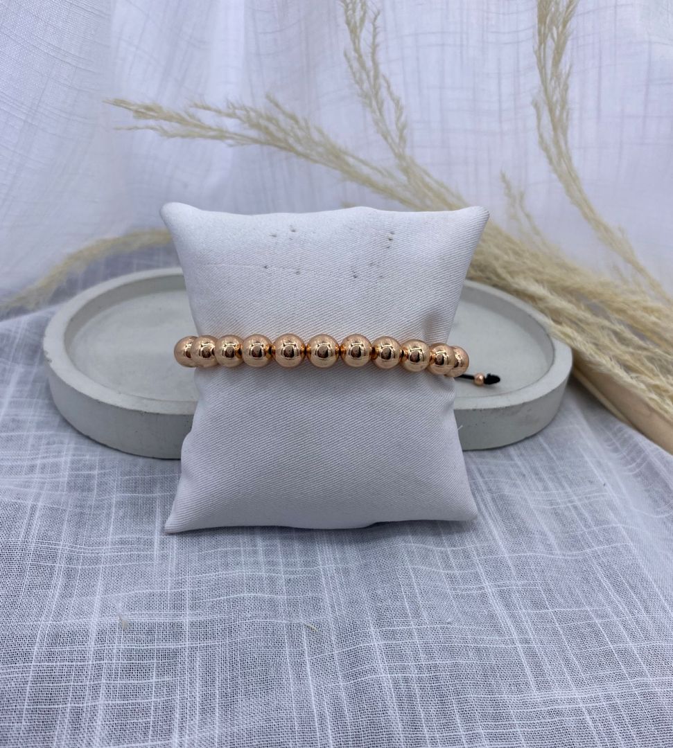 Pulsera perla hilo, grande, oro rosa, covergold 