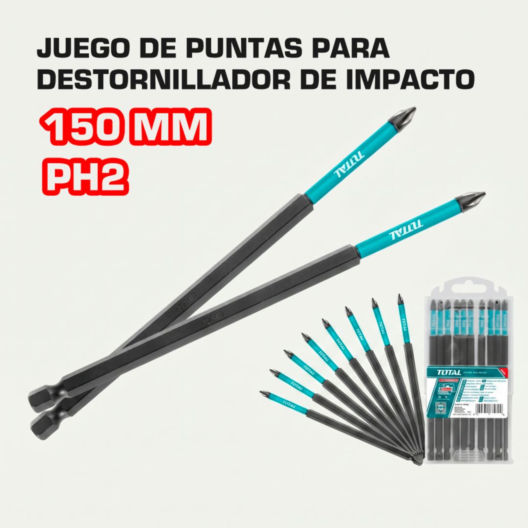 JUEGO DE PUNTAS PARA DESTORNILLADOR DE IMPACTO 150MM PH