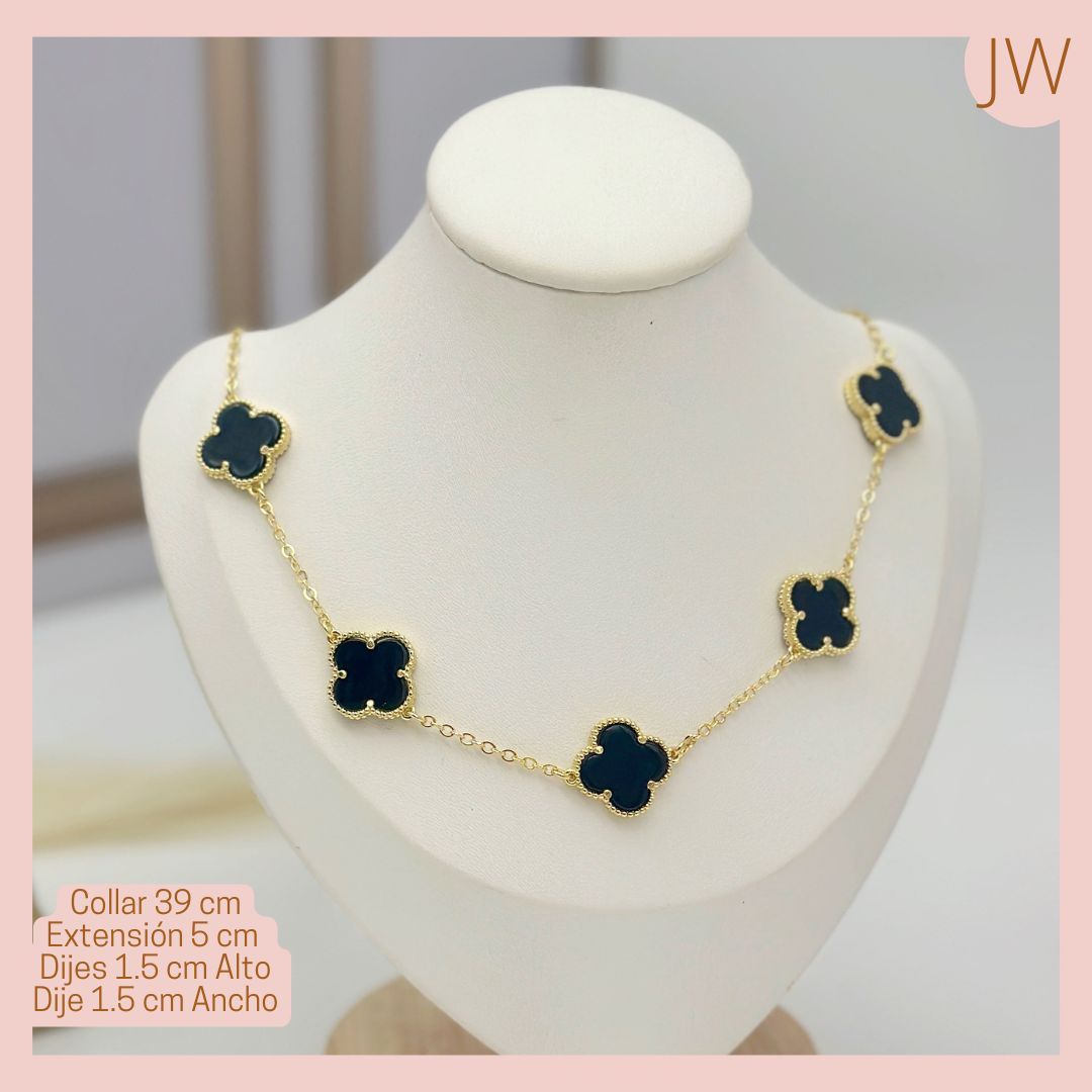 Cadena Trebol Plano Baño en Rodio