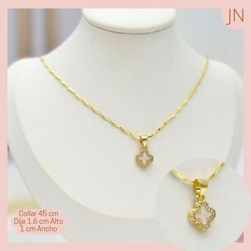 Imagen del producto Collar Rodio Trébol Blanco