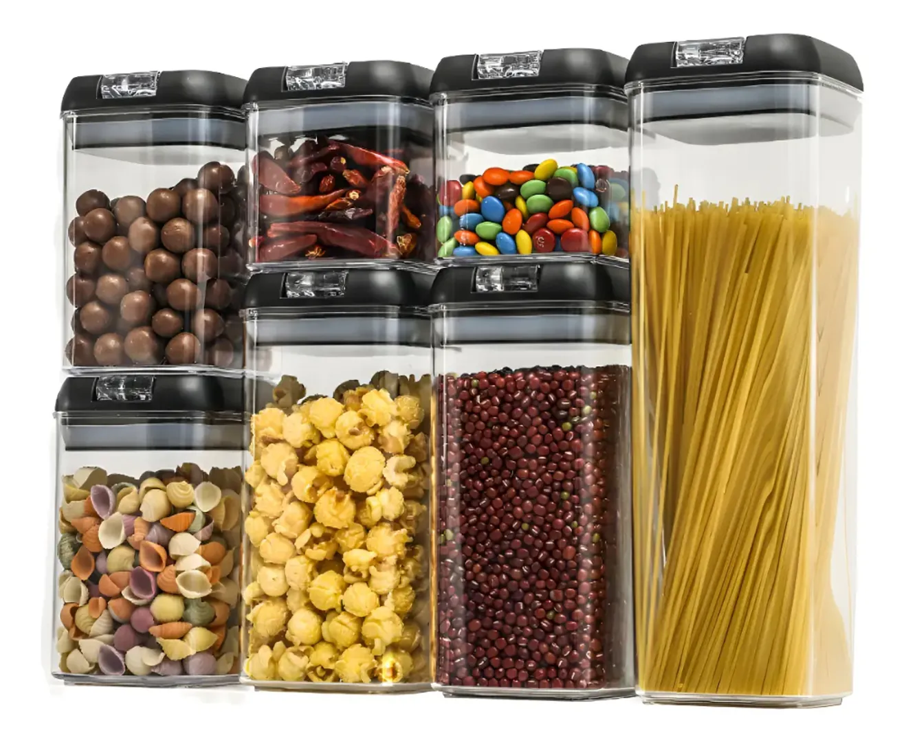 ORGANIZADOR FRASCO HERMETICO COCINA RECIPIENTE X7 COLOR NEGRO