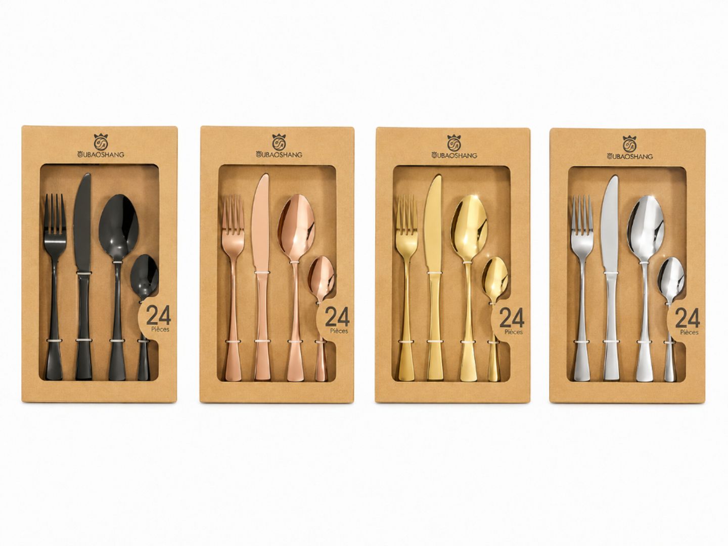 SET DE CUBIERTOS UBAOSHANG X24 PIEZAS ACERO INOXIDABLE