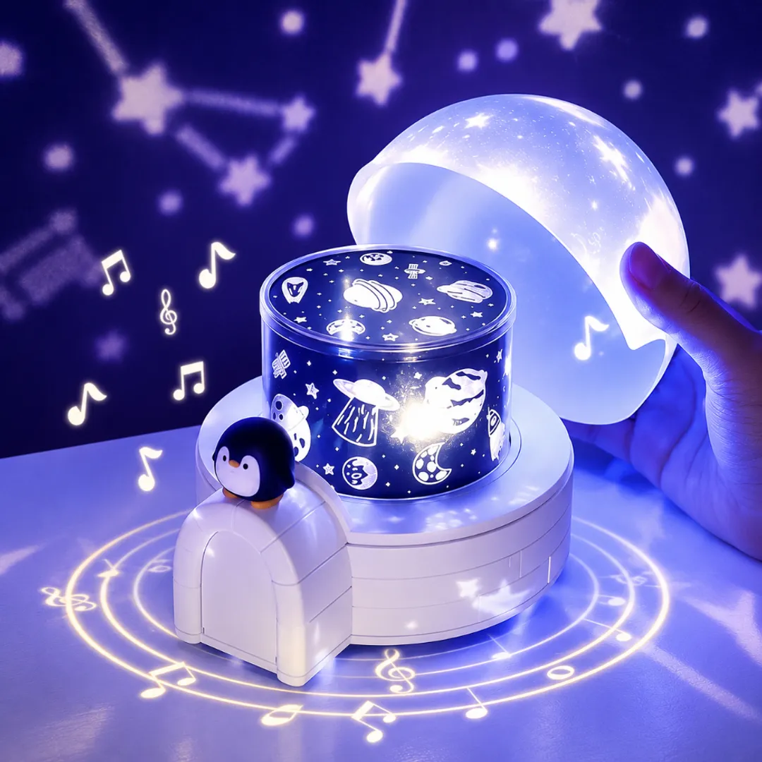 LAMPARA PROYECTOR MULTIFUNCIONAL IGLU PINGUINO CON CONTROL REMOTO