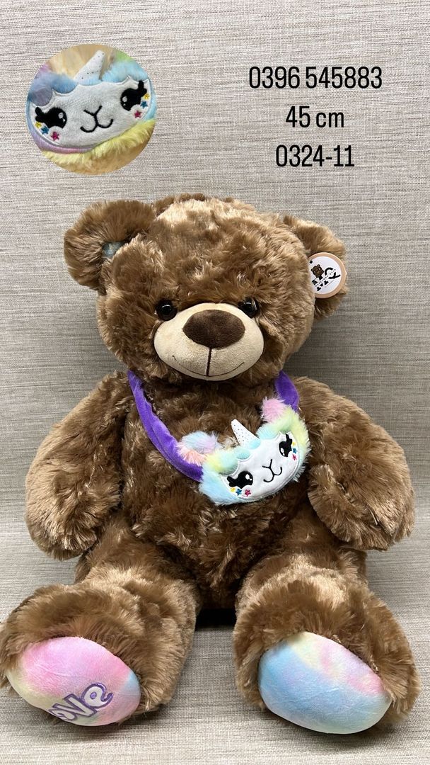 OSO CON CARRIEL DE UNICORNIO 45 CM 