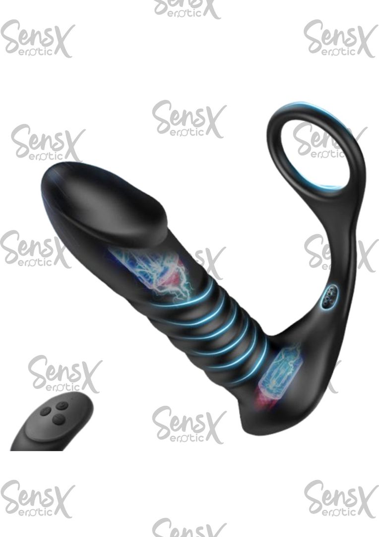 Vibrador anal con anillo para el pene 