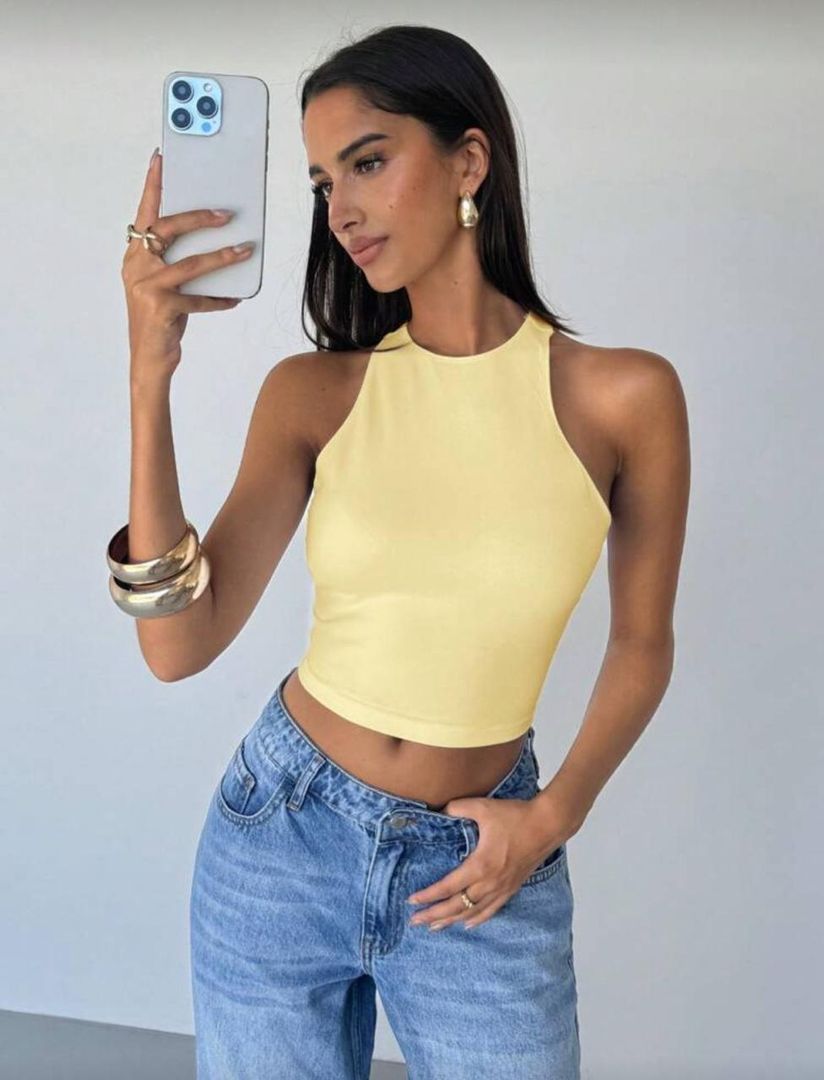 BLUSA AMARILLA PASTEL TALLA (S) 