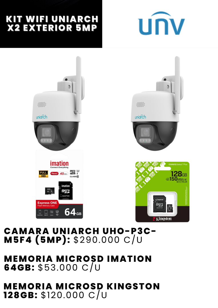 KIT WIFI UNIARCH X2 EXTERIOR 5MP