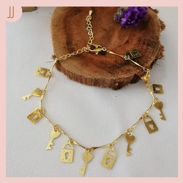 Imagen del producto Tobillera Llaves candados Rodio