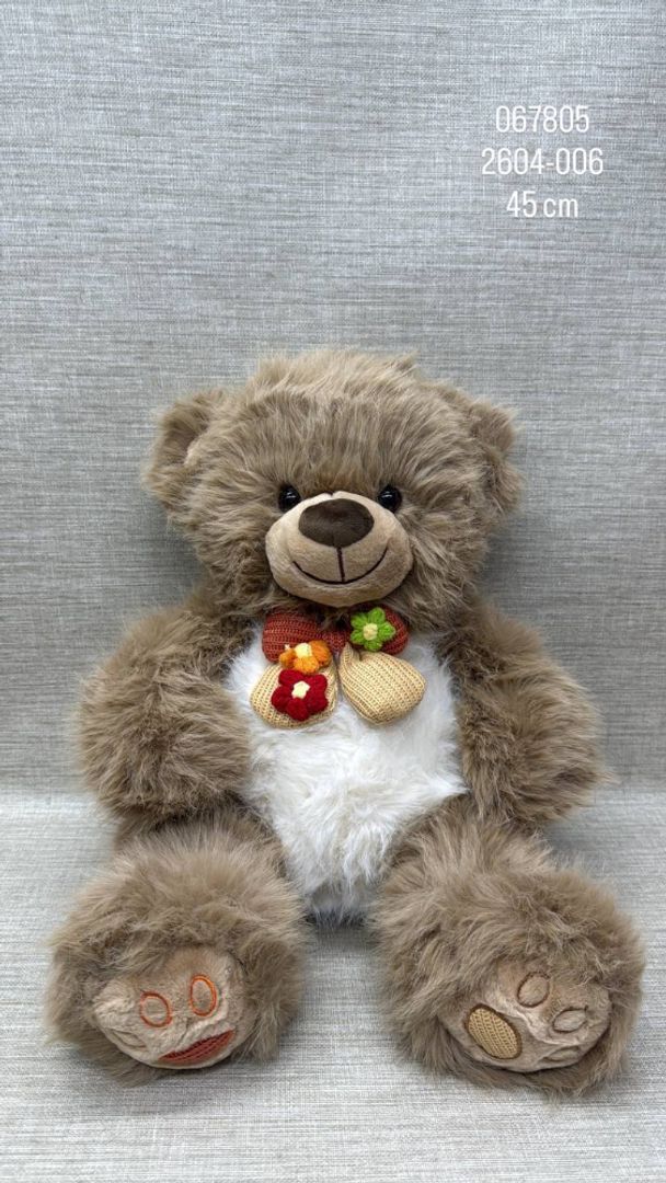 OSO  CON  MOÑO DE FLORES DE 45 CM 
