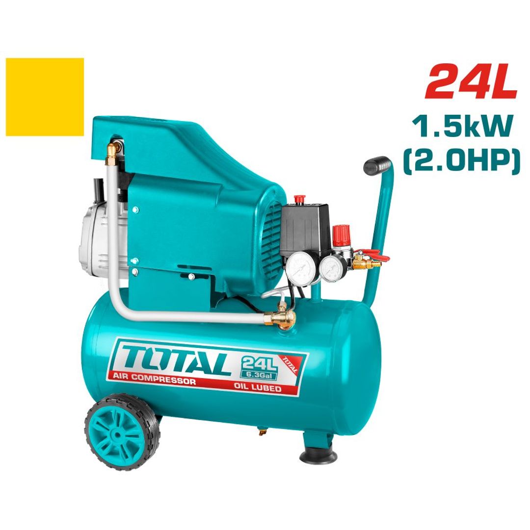 COMPRESOR DE AIRE 24 LITROS 110V 1.5KW 2HP TOTAL CON ACEITE