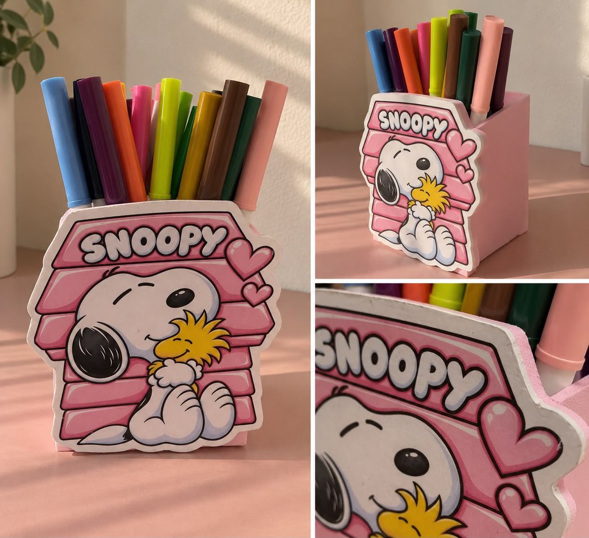 Porta lapices Snoopy Rosa