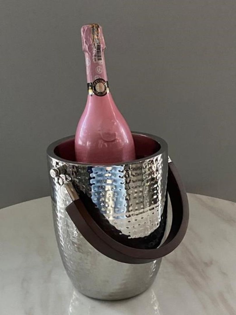 Cubitera de hielos en acero y agarradera de madera