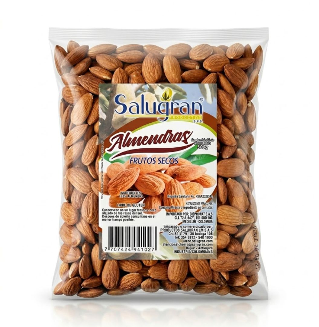 ALMENDRA NATURAL X 500GR SALUGRAN