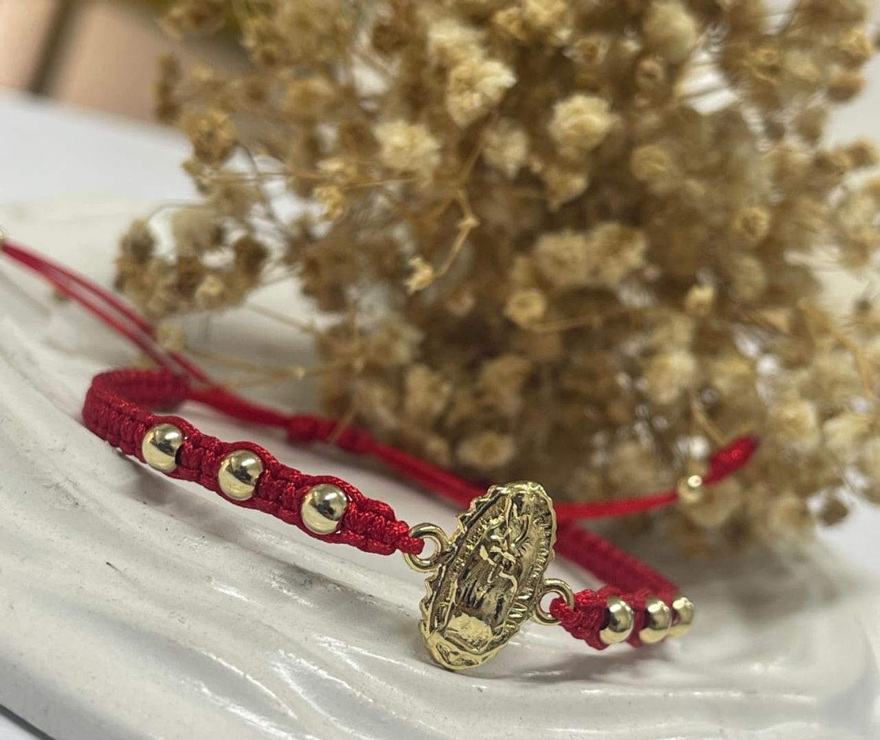 Pulsera guadalupe tallada lisa balin 4mm liso