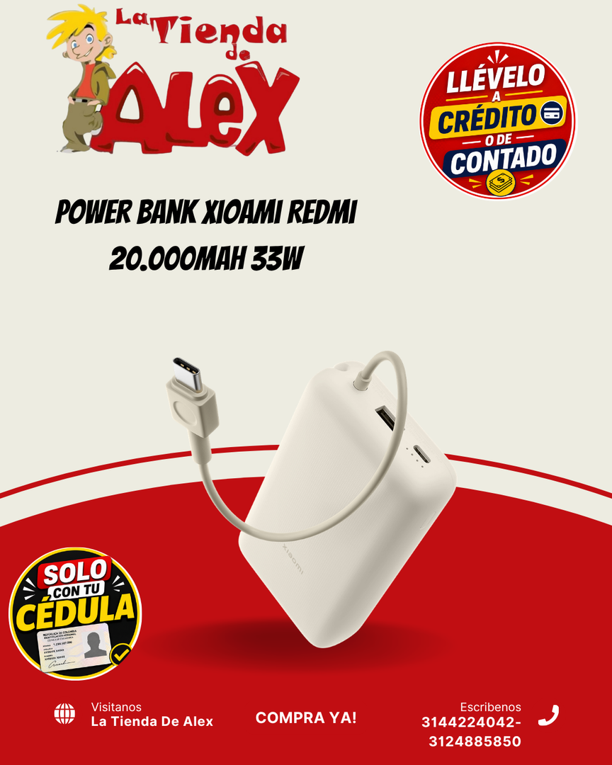 Power Bank Xioami 10.000Mah Cable Tipo C Integrado 33W