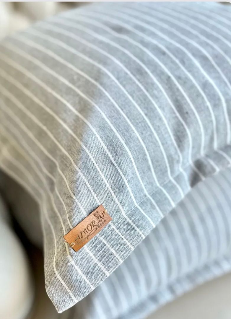 Almohadón Lino Acero c/Rayas