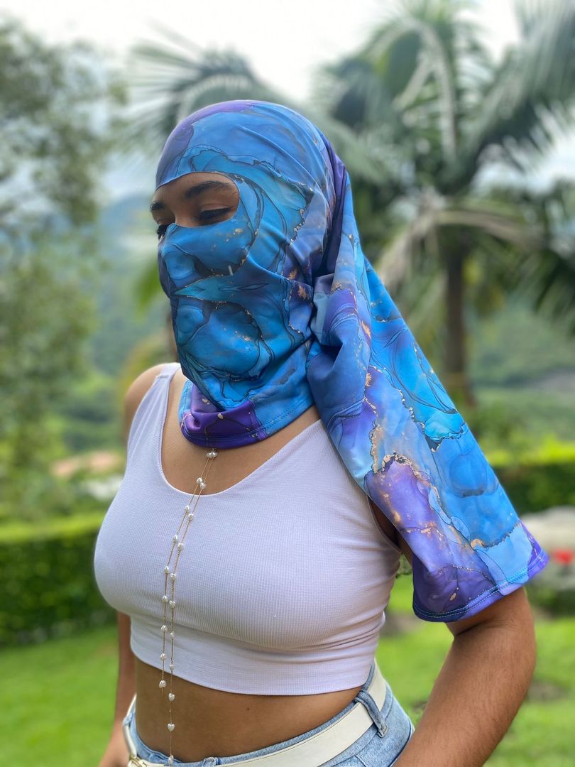 NIQAB AZUL MARMOL