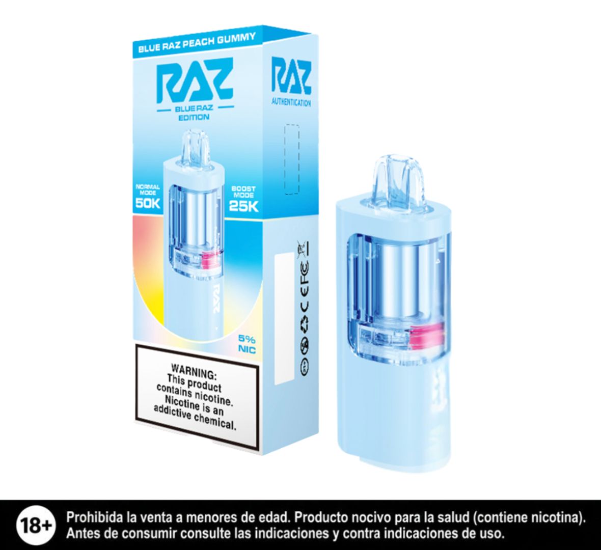 Raz Pod Blue Raz Peach Gummy 50.000 Puffs