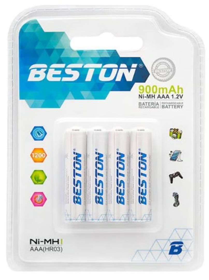 Pilas AAA x 4 Recargables Beston 900mAh