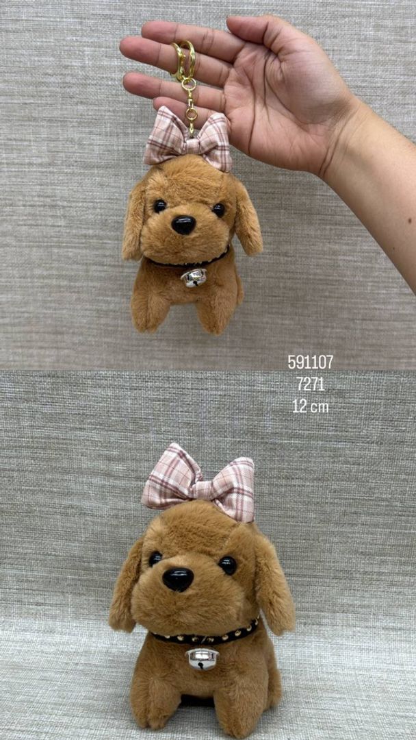LLAVERO DE PERRITA CON MOÑO SURTIDA 12 CM