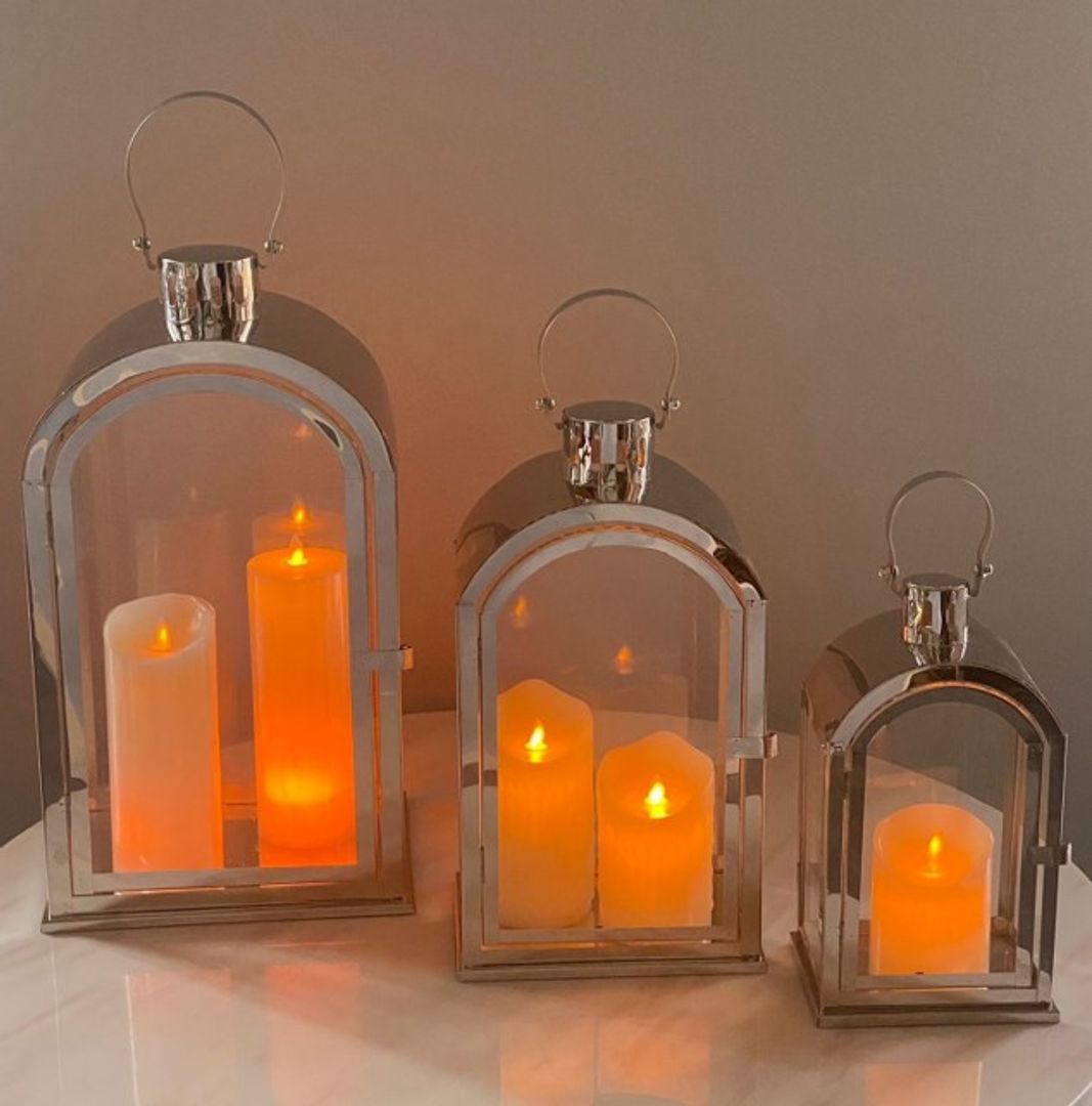 Set x3 Faroles Plateados