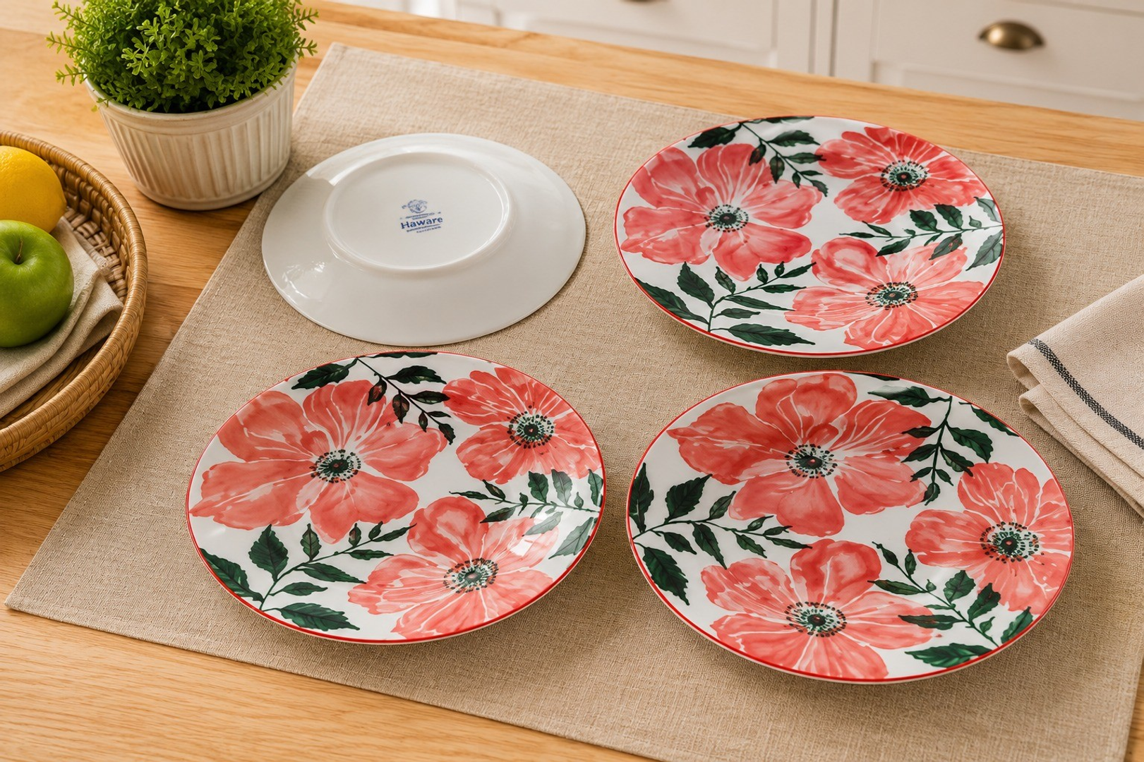 PLATO SEMI HONDO #8 DISEÑO "FLOR ROSADA"-HAPPY