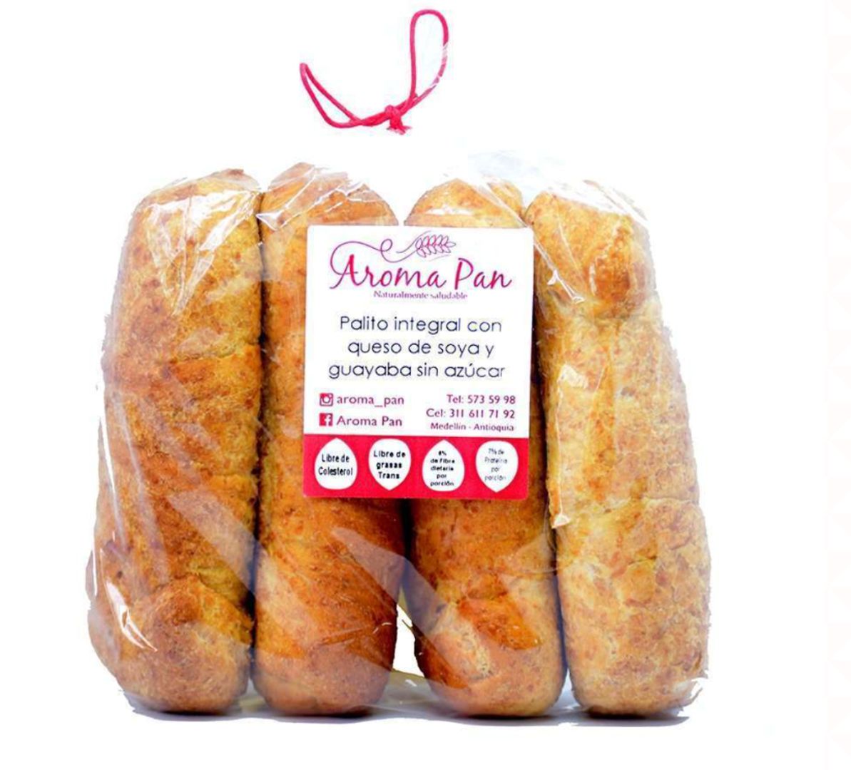 PALITOS INTEGRALES CON QUESO DE SOYA Y GUAYABA X 4 UND AROMA PAN
