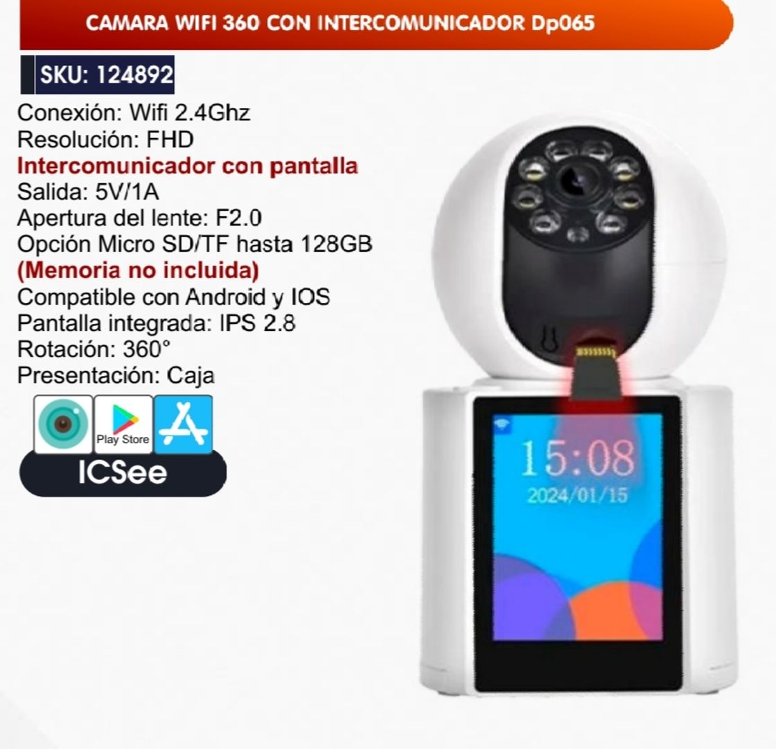 CAMARA WIFI 360 CON INTERCOMUNICADOR 