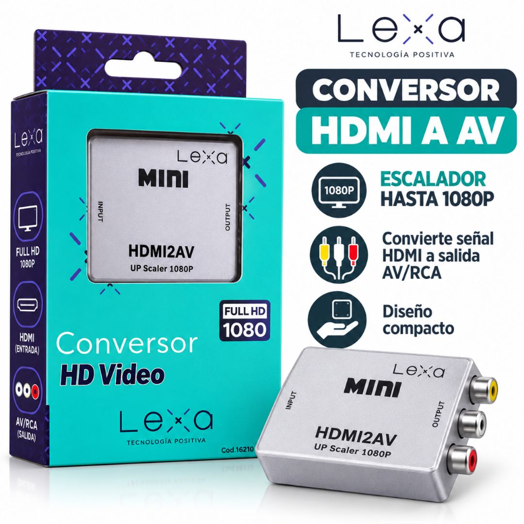 CONVERSOR HDMI A AV RCA LEXA MINI 1080P – CÓD. 16210