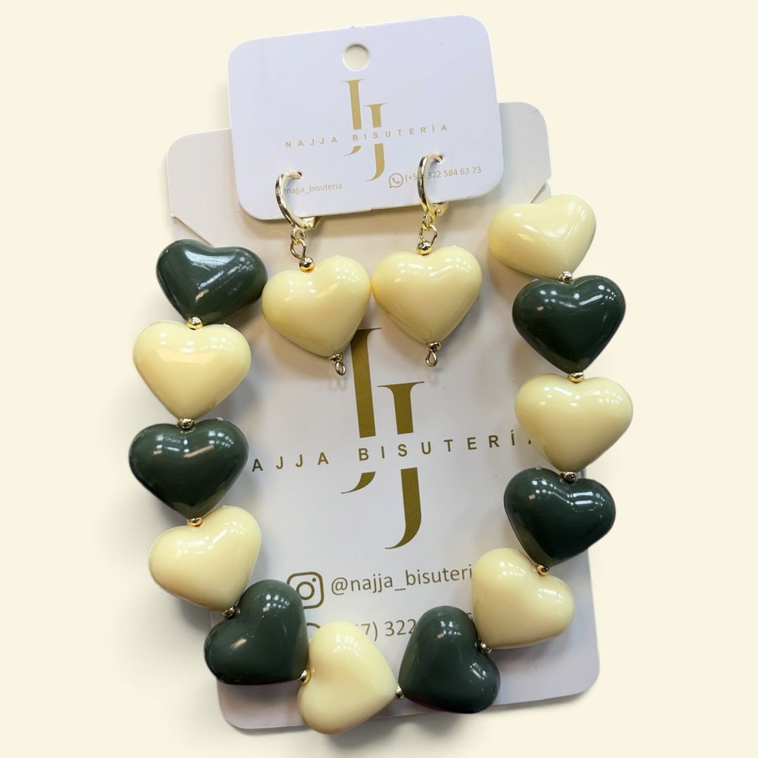 Set Collar+Aretes Corazón 