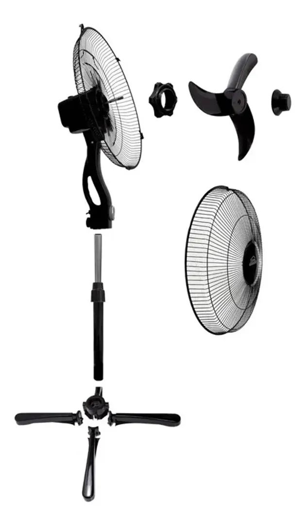 VENTILADOR HOME ELEMENTS DE PIE 16 PULG NEGRO PATA CRUZ