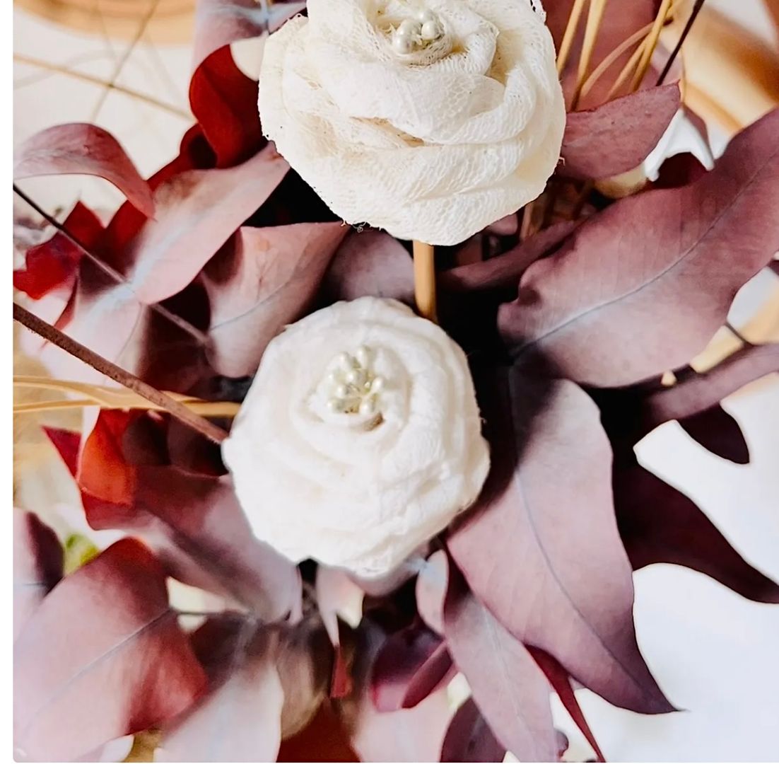 Ramo Flores Tela y Eucalyptus VENDIDO 