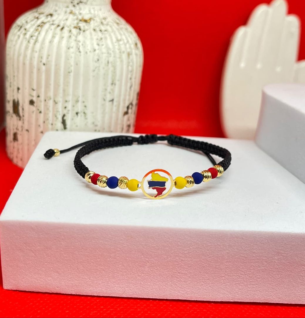 Pulsera medalla mapa colombia balin 4mm italy