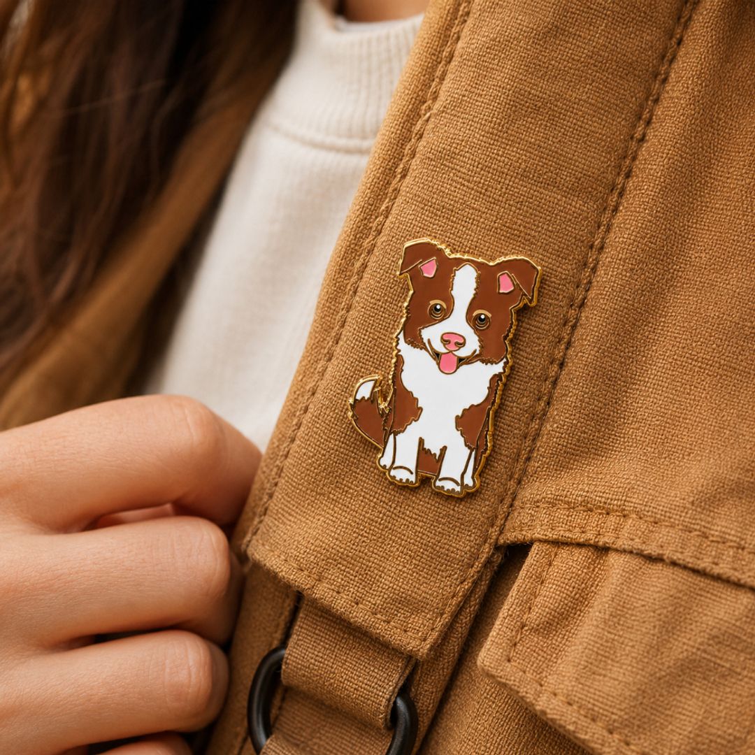 PIN BORDER COLLIE MARRÓN