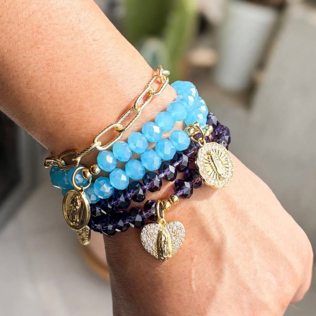 Denario pulsera azul cielo