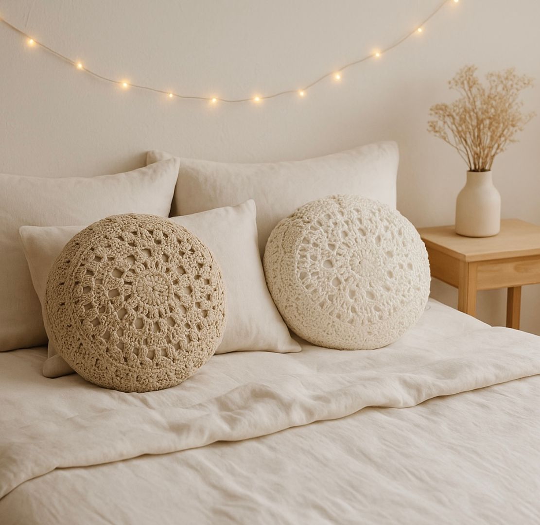Almohadón Crochet Redondo 23cm