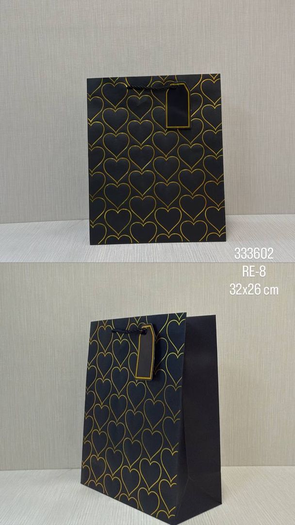 BOLSA DE REGALO ELEGANTE NEGRA 32X26 CM