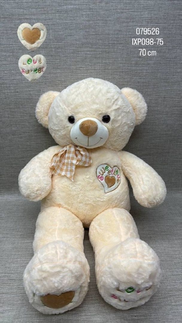 OSO CREMA CON BORDADO  SWEET LOVE  DE 70 CM 