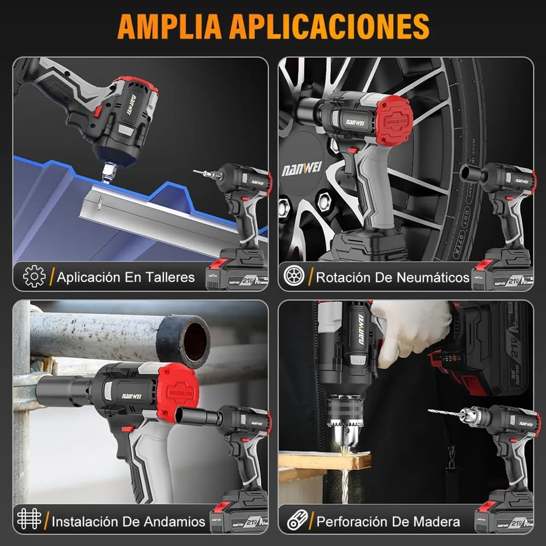 TALADRO DE IMPACTO NANWEI INALAMBRICO DOBLE BATERIA 20V