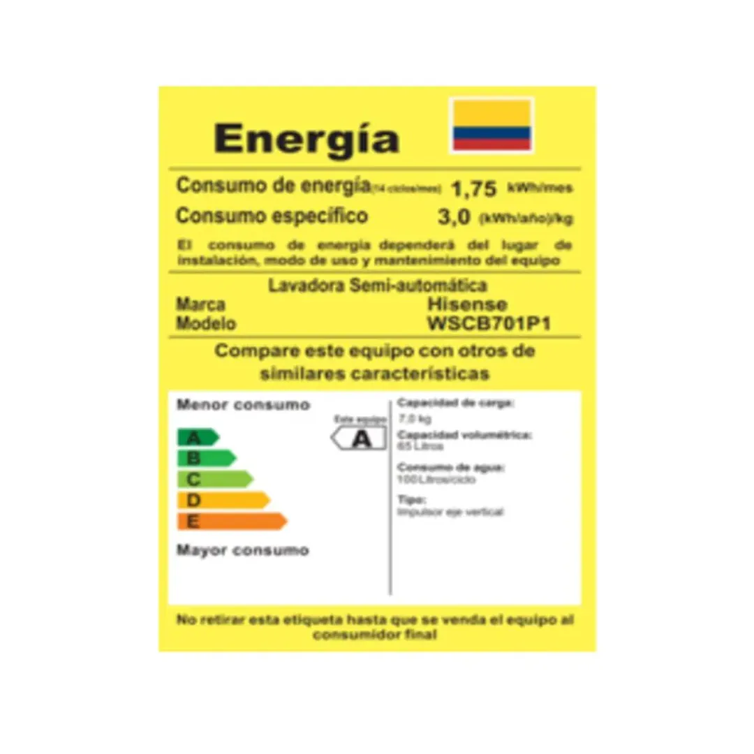 LAV HISENSE SEMI 7KG - 15 LBS