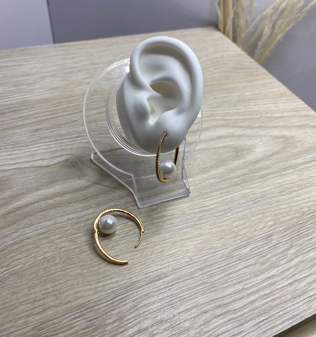 Candonga delgada con una perla, oro rosa, covergold 