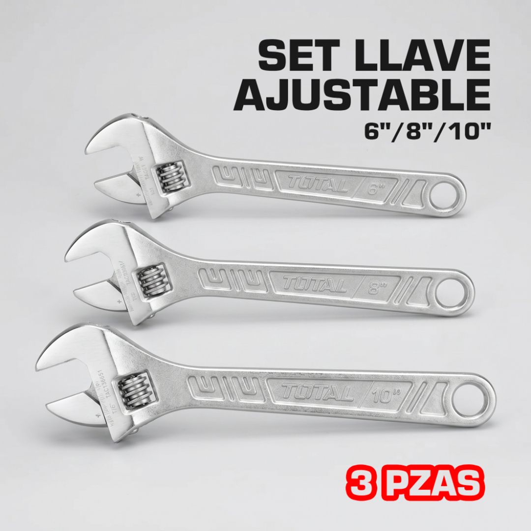 SET LLAVE AJUSTABLE 3 PIEZAS