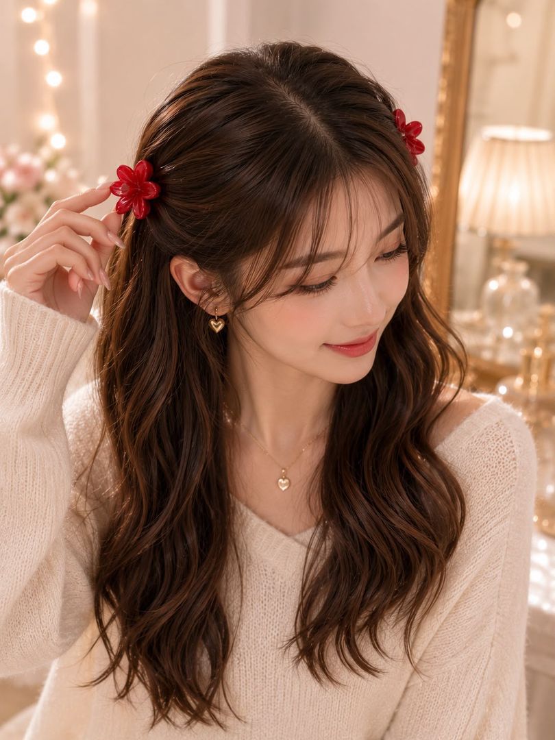 HERMOSO SET X3 ACCESORIOS PARA CABELLO CEREZA