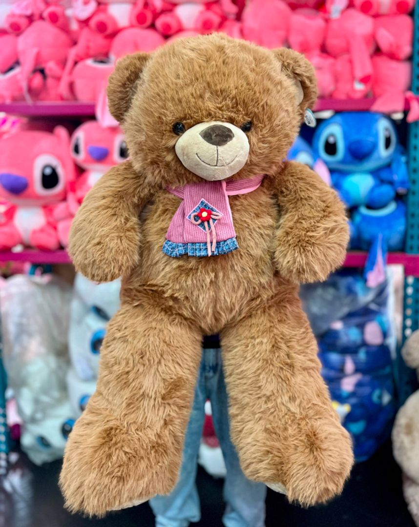 Oso bufanda lana flor crochet 80cm PLS